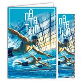 AFIE 69-1011 NATATIekaart met envelop, 12 x 17,5 cm, voor sportzwemmers in het kampioenzwembad of supporter, collectie Passion Sports van de Olympische Spelen, gemaakt in Frankrijk