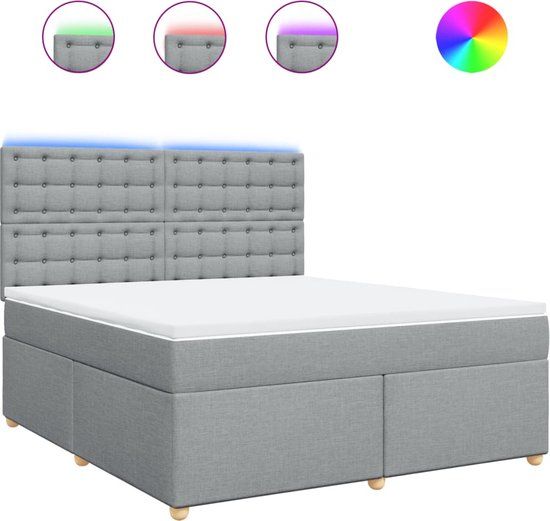 vidaXL Boxspring met matras stof lichtgrijs 180x200 cm