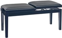 Konig & Meyer 13949 Double-seat piano bench haute brillance noir, siège similicuir noir