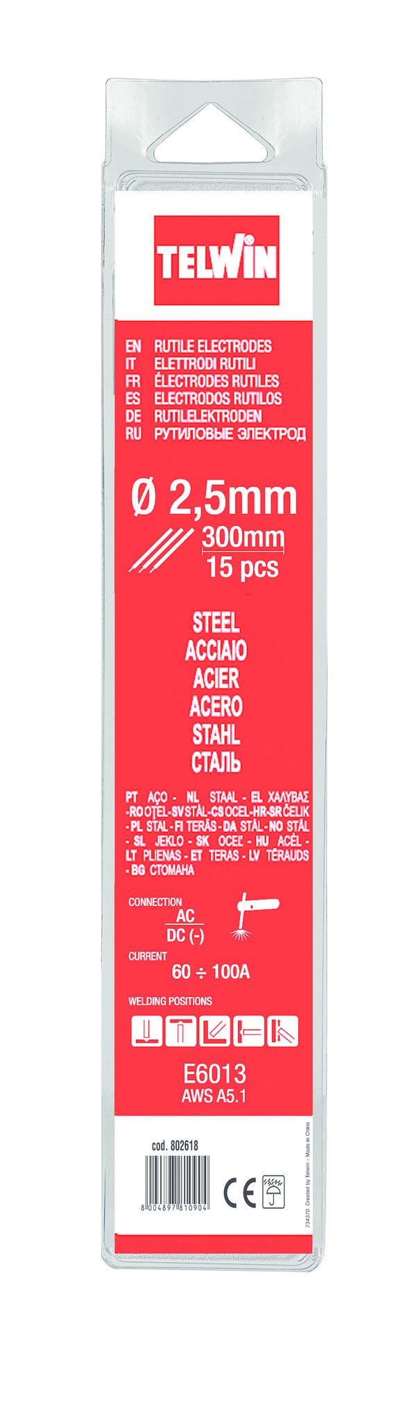 Rutiel Stalen Laselektroden - 2,5 mm - 300 mm - 15 stuks
