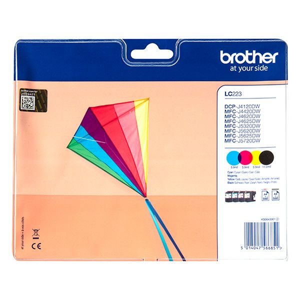 Brother LC-223VALBP multipack zwart + 3 kleuren Inktcartridge (origineel)