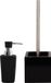 MSV Badkamer accessoires set - zwart - zeeppompje en wc/toilet-borstel - hout/keramiek/rvs