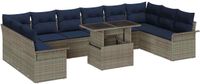 vidaXL Tuinbank - Set - 11 - st - Grijs - Poly - Riet