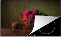 Merkloos KitchenYeah® Inductie beschermer 80x52 cm - Mand - Pruim - Roze - Rustiek - Fruit - Stilleven - Inductie beschermer voor kookplaat
