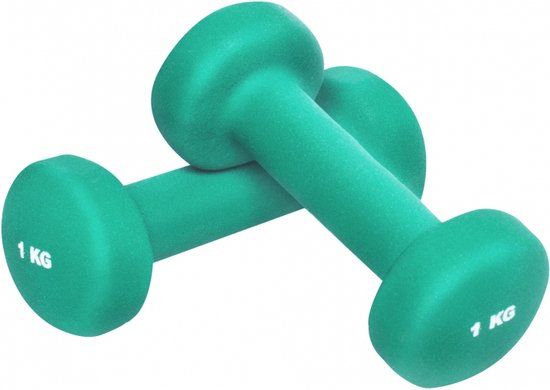 Gorilla Sports Vinyl Dumbbells 2 kg (2 x 1 kg) - Groen