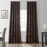 HPD Half Price Drapes Designer damast gordijnen voor kamerdecoratie 84 inch lange faux zijden kamer verduisterende gordijnen (1 paneel), 50 W x 84L, magenta zwart/koper