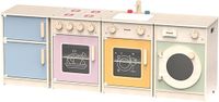 vigatoys Viga Minispeelkeuken - Houten Speelkeuken voor Kinderen, 56,9 cm hoog, 130 cm lang, Educatief en Interactief Keukenspeelgoed voor Creatieve Kinderen vanaf 3 Jaar