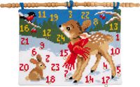 Vervaco Kruiswandtapijt kit Kerst Bambi met vogel