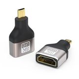 PremiumCord 8K Adapter HDMI A Vrouwelijk naar Micro HDMI Mannelijk F/M, UHD 8K 3840p 60Hz, 4K 2160p 120Hz, Full HD 1080p, Aluminium behuizing, Goudkleurige aansluitingen, kleur Space Grijs