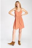 Le Temps des Cerises Dames jurk Crispo Oranje Katoen Denim Mouwloos Kort A-lijn V-hals Casual