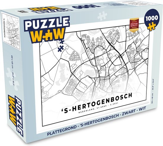 MuchoWow Puzzel Plattegrond - 's-Hertogenbosch - Zwart - Wit - Legpuzzel - Puzzel 1000 stukjes volwassenen - Stadskaart