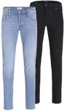 JACK&JONES Heren Jeans JJIGLENN JJORIGINAL SQ 356/330 2 PK MP Slim Fit Katoen/Elastaan Blauw Denim