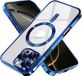Techsuit Hoesje geschikt voor Apple iPhone 16 Pro Max - Luxury Crystal Back Cover - Transparant/Donkerblauw