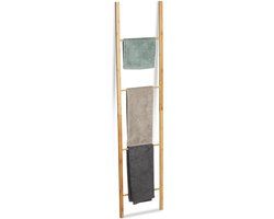 Relaxdays Handdoekladder Bamboe - Inklapbaar - 180 x 42 x 2 cm - 4 Stangen - Lichtbruin