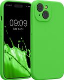 kwmobile telefoonhoesje geschikt voor Apple iPhone 15 - TPU backcover met siliconen coating - Smartphone case in limoengroen