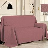 PENSIERI DELICATI Bankdeken, 360 x 290 cm, gemaakt in Italië, sprei van 100% puur gerecycled katoen, gekleurd, effen rood, ideaal als sprei voor banken, picknickdeken