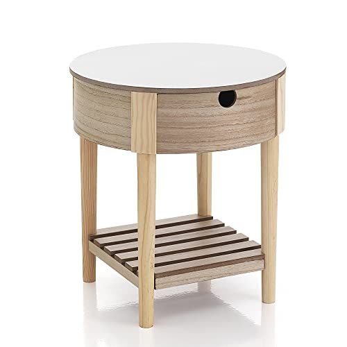 Oresteluchetta Salontafel/nachtkastje 1 lade, cm. H.43,5 x Ø.38