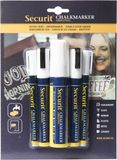 Securit vloeibare krijtstiften in 3 verschillende maten 1-2 mm/2-6 mm/7-15 mm - 5x stuks - wit