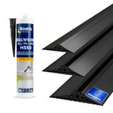 DQ-PP GARAGEPOORT AFDICHTING, 5 m, 21 mm x 115 mm, incl. montagelijm, zwart, Bodemafdichting van EPDM, Rubberen afdichting, Garagedeurafdichting, Rubberen drempel, Deurdrempelafdichting Bodemplaat