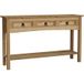 Home Discount Console en pin massif avec 3 tiroirs – Dimensions H 70 x L 116 x P 30 cm – Finition cirée vieillie – Étagère inférieure pour rangement