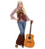Widmann 75422 - volwassenenkostuum psychedelic hippie vrouw, shirt met vest, broek, hoofdband en ketting, maat M