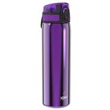 ION8 Lichtgewicht Stalen Kinderwaterfles, 400 ml/13 oz, Zonder Isolatie, Lekvrij, Makkelijk te Openen, Veilige Vergrendeling, Vaatwasserbestendig, Flipdop, Draaggreep, Duurzaam, Paars