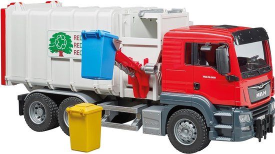 Bruder MAN TGS Vuilniswagen Zijlader 03761 - Speelgoedvoertuig - Wit