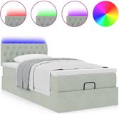 vidaXL Ottomaans Bed met Matras en LED's - 80x200cm - Fluweel - Lichtgrijs