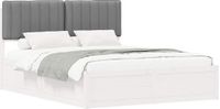 vidaXL Bedframe met gestoffeerde hoofdbord, lichtgrijs, 150 x 200 cm