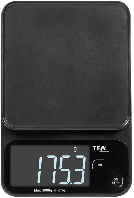 TFA Dostmann TFA Digitale Keukenweegschaal Cookie – Zwart – 5 kg – Nauwkeurig tot 1 g – Strak Design voor Koken & Bakken