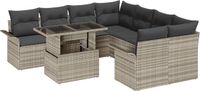 vidaXL Tuinbank - Set - 9-delig - Lichtgrijs - Polyrattan