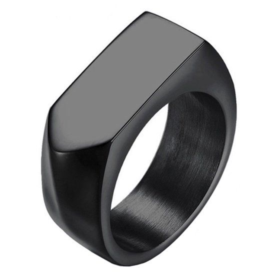 Mendes Jewelry Zwarte stalen zegelring - 21.5mm