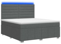 vidaXL LED Boxspringbed met Matras Donkergrijs 160 x 200 cm Stof