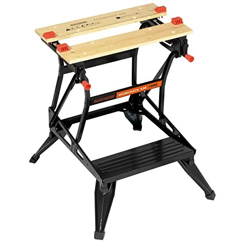 BLACK+DECKER Black+Decker WM536 Flexibele werkbank met groot werkblad, in hoogte verstelbaar en eenvoudig te hanteren, belastbaar tot 160 kg, afmetingen (werkoppervlak): 25,0 x 61,0 cm Single zwart