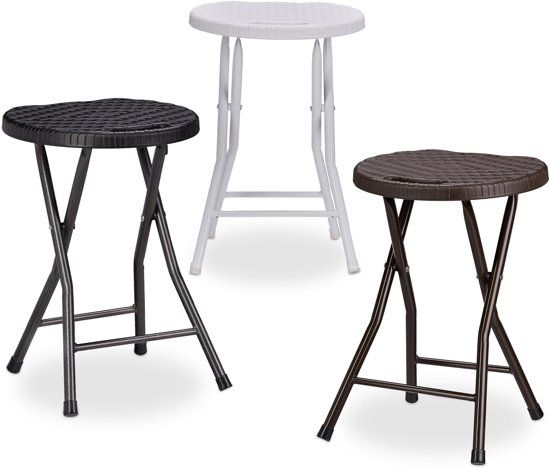 Relaxdays Kruk BASTIAN - Rotan - Rond - Opvouwbaar