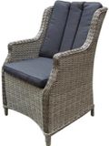 AVH-Collectie Set van 6 Darwin dining tuinstoelen grijs wicker inclusief kussens