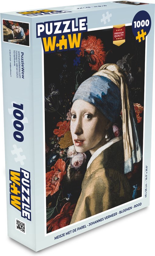 MuchoWow Puzzel Meisje met de parel - Johannes Vermeer - Bloemen - Rood - Legpuzzel - Puzzel 1000 stukjes volwassenen