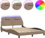 vidaXL Cadre de lit "Viana" avec éclairage LED, sans matelas, marron cappuccino, 140x190 cm