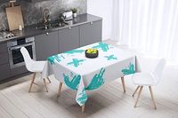 Bonamaison Tafelkleed, Anti-Mold, Sneldrogend, Waterdicht, 100% Polyester Tafellaken, Turkoois, wit, 140 x 140 Cm