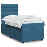 VidaXL Boxspring met matras fluweel blauw 180x200 cm