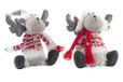 Dongabo Set met 2 rendieren, zittend, 24 x 16 x 25 cm, rood en grijs