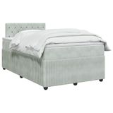 vidaXL Boxspringbed met matras, lichtgrijs, 120 x 190 cm, fluweel