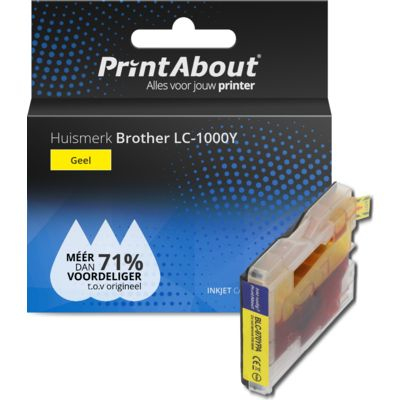 PrintAbout Huismerk Brother LC-1000Y Inktcartridge Geel
