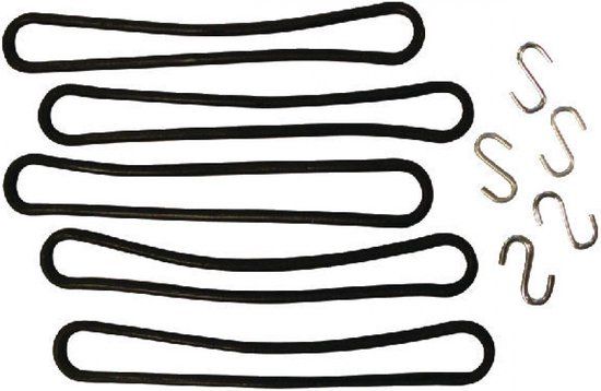 Merkloos Rubber spanband 225mm (5 stuks) met S-haken