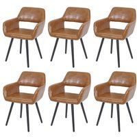HWC Set van 6 eetkamerstoelen HWC-A50 II, keukenstoel, retro jaren 50 ontwerp ~ imitatiesuède, donkere poten