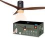 Varin® Smart Ventilator met LED verlichting - Zwart/Walnoot - Tuya Wifi - LED 18W CCT - Ø 132cm