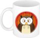 Bellatio Decorations Uil mok - wit - keramiek - 300 ml - kinder beker uil