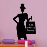 Ambiance Sticker Schoolbordsticker - uitwisbare zelfklevende muurstickers - LADY SHOPPING - 30x20cm