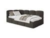 Lit simple 120x200, tête de lit à gauche, matelas, en bouclé marron