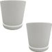 Merkloos Relaxdays Bloempot met schotel - set van 2 - Ø 20 cm - wit